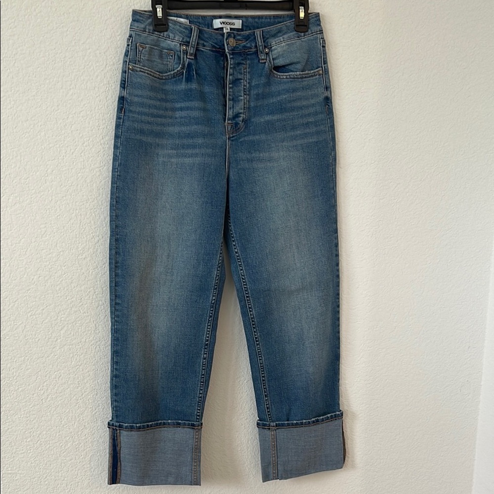 NWOT | Vigoss Blue Denim Jeans | Joni Wide Leg - Cuffed | Sz 28